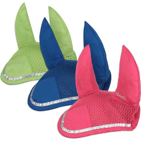 Vollständig, Limonengrün: Gehäkelte Pferdehaube und silberne gummierte Krempe Modell Flash (1/4)