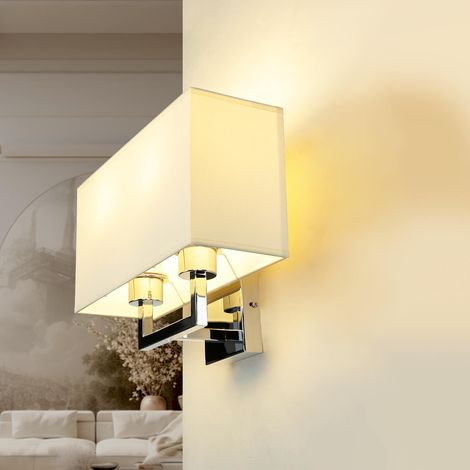Moderne Wandleuchte 2-flammig Stoffschirm Schlafzimmer (1/5)