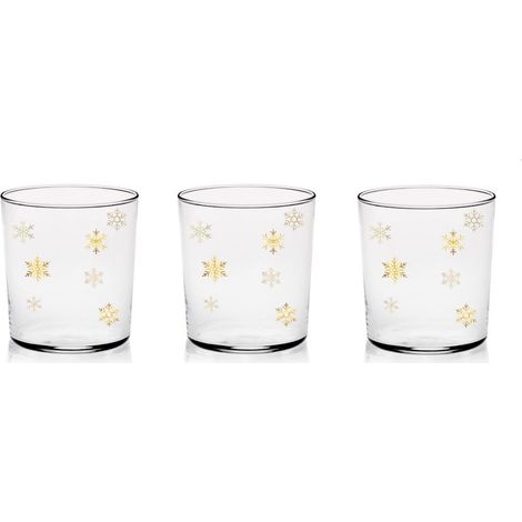 Set 3 Bicchieri da Tavola Acqua Vino Conic Gold Flakes 360 ml Cerve (1/2)