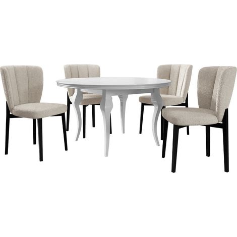 Conjunto de mesas y sillas para comedor Racine 141, Baloo 2074, 76x0x0cm, Diámetro: 120, Número de asientos: 4, Estilo: Contemporary