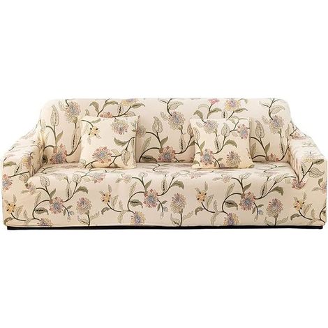 Sofa Cover, Corner Sofa Cover Stretch Sofa Cover 1/2/3/4 Seater Jacquard Sofa Cover (Flowers, 1 Seater Sofa Cover: 90-140 cm) (1/5)