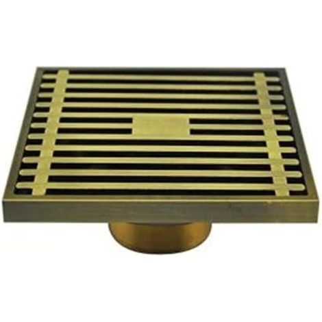 Square floor drain, 10 x 10 cm – Brass – With filter – 98% self-cleaning capacity – Easy to clean (1/5)