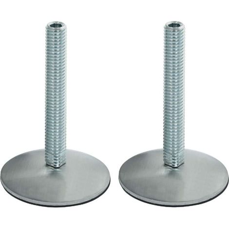 Cyclingcolors – Lot de 2 pieds réglables en acier inoxydable chromé M10 x 60 mm – Charge 100 kg – Base 50 mm – Installation rapide et facile (1/2)