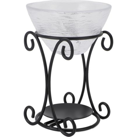 Ensemble brûleur d'aromathérapie Iron Art en métal et verre, porte-bougie pour huiles essentielles, idéal pour la maison et le bureau. (1/5)