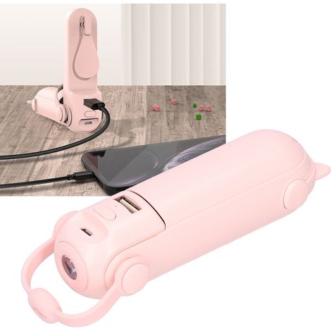 Ventilateur électrique 3 en 1 Mini pliable et rechargeable avec lampe torche et fonction anti-moustiques Rose (1/5)