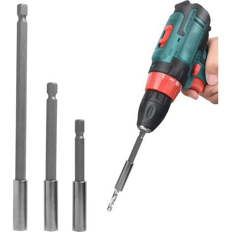 Set di 3 prolunghe magnetiche da 6,35 mm per trapani, portapunte esagonale, 75 mm, 100 mm, 150 mm, compatibile con avvitatori a impulsi e trapani. (1/5)