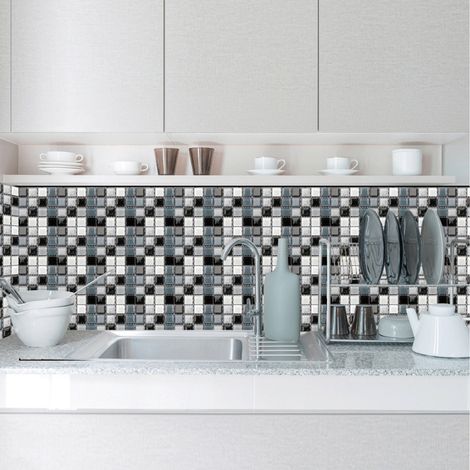 Carrelage Mural Auto-Adhésif - Carreaux 3D 20x20 cm - Pour Salle De Bain Cuisine Dosseret - 20 Pièces (1/5)