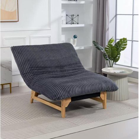 Beanbag-Sessel in Grau aus Cord mit ergonomischer Rücken- und Nackenstütze (1/4)