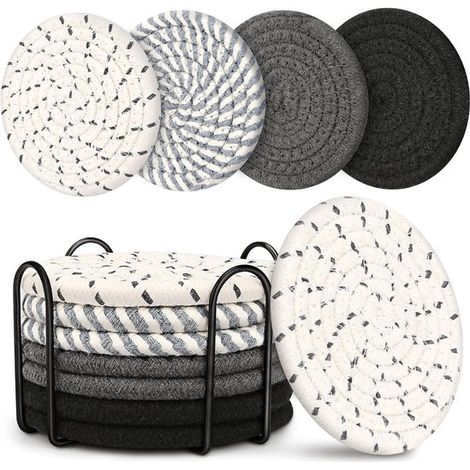 Dessous de verre pour boissons et table basse, lot de 8 dessous de verre absorbants style bohème (1/5)