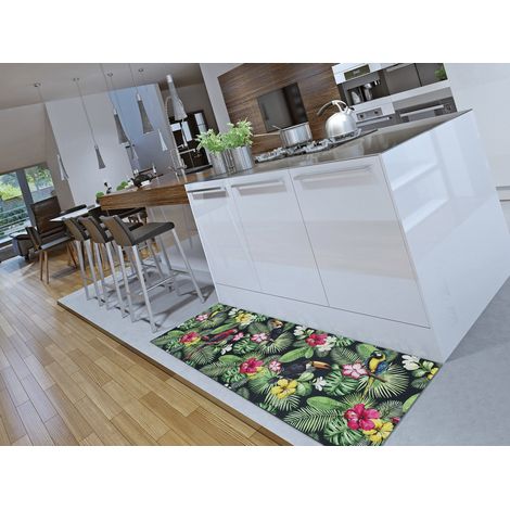 ATTICGO Tapis dessins tropicaux lavable SPRINTY Multicolore 52x200 cm (1/4)