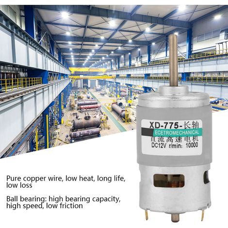 775er Motor, hohe Drehzahl, 80 W Leistung und Drehmoment, Gleichstrommotor mit langer Welle (12 V, 10000 U/min) (1/5)