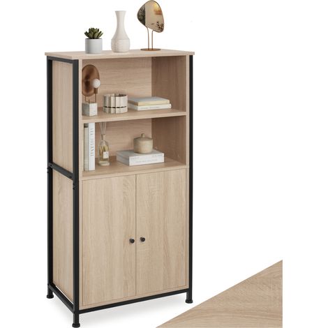 Buffet style industriel pieds réglables 60 x 38 125 cm bois clair (1/5)