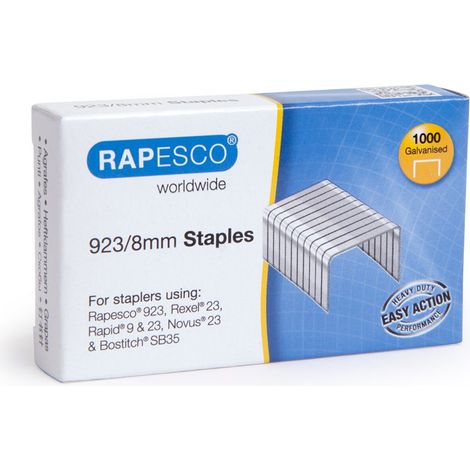 Rapesco 1236 Punti Galvanizzati 923/8 mm, Tipo 23, Confezione da 1000