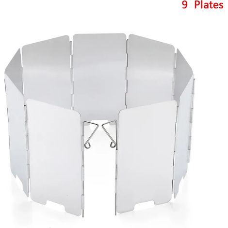Réchaud à gaz pliable à 9 plaques avec pare-vent, brûleur de cuisson portable en alliage d'aluminium, idéal pour le camping en extérieur. (1/4)