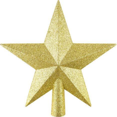 Mini Christmas Tree Topper, 4.3 Inch for Small Christmas Trees, Shatterproof Glitter Star Decoration (Gold) (1/5)