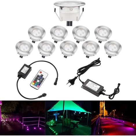 Lot de 10 Spots LED Encastrable,Spots pour Escaliers Pont Lumière pour Jardin, Patio, Spots Luminaires LED Decoration les Escalier Etanche (RGB) (1/5)