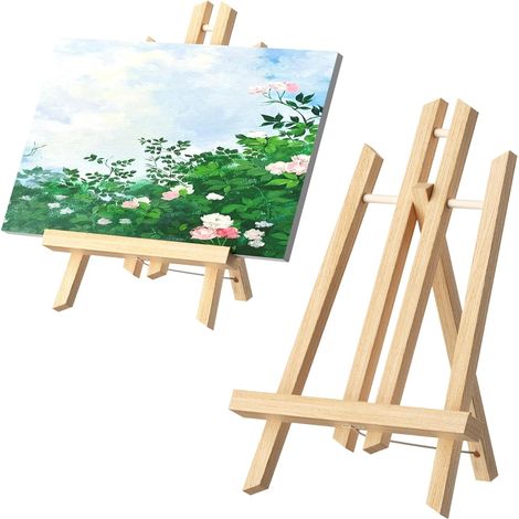 Lot de 2 chevalets de table 30 x 19 cm - Photos, art et artisanat  Présentoir chevalet en bois massif pour peinture, art et artisanat pour enfants (1/5)