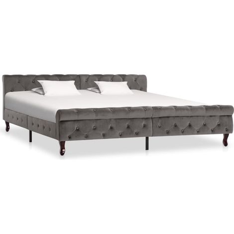 Cadre De Lit Moderne: Queen Size - Lit Double - Gris Velours 200 x 200 cm Chic-302551 (1/5)