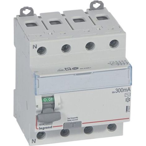 Interrupteur différentiel DX³-ID arrivée haute et départ bas à vis - 4P 400V 80A typeAC 300mA - 4 modules - LEGRAND