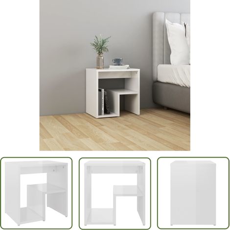 Table de chevet - Bout de Canapé Armoire De Rangement Blanc brillant 40x30x40 cm Aggloméré BV388061 - BonneVie (1/5)