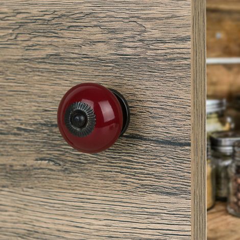Ouvre&Déco – Bouton de meuble BILLY, Porcelaine rouge Ø40 mm (1/5)