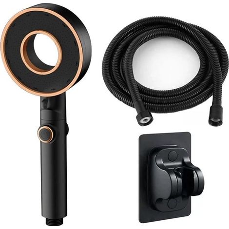 Soffione doccia con tubo flessibile - Soffione doccia con tubo flessibile e supporto a parete - Doccetta domestica (ugello cavo) - Pompa a tre velocità - Accessorio doccia per bagno - Filtro - Tubo fl