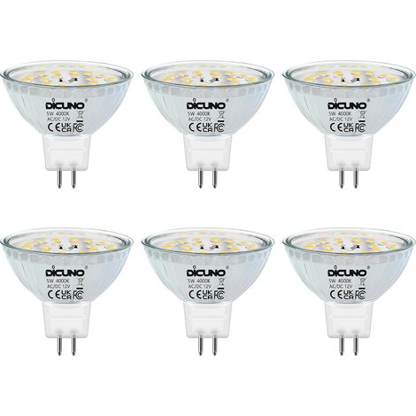 Filiyano-Ampoule LED GU5.3 MR16 5W, 220V blanc neutre 4000K, non dimmable spots LED GU5.3 12V, équivalent halogène 50W, 500 lm, lot de 6. (1/5)