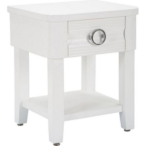 Table basse Guru, un tiroir, porte-revues, 40x45x54h cm Blanc (1/5)