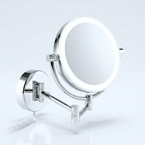 Miroir Cosmétique LED,Miroir Mural à Maquillage Rotatif à 360° avec variateur, LED lumière du Jour et grossissement 5x / 10x pour Un Maquillage Parfait