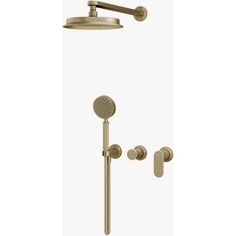 Colonne de douche mitigeur encastrable Doré Brossé - Hera