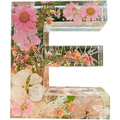 Kreative florale Nachtlampe in Buchstabenform mit Trockenblumen, LED-Beleuchtung, Ambientelicht, Harzlampe, Tischdekoration für Partys (1/5)