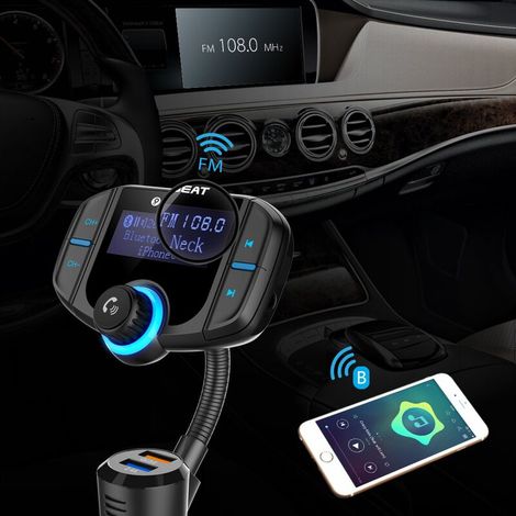 Transmetteur Bluetooth pour voiture – Écran 1,7 pouces – 2 ports USB QC3.0 – FM 87,5-108,0 MHz – Lecteur MP3 avec fonction AUX (1/5)