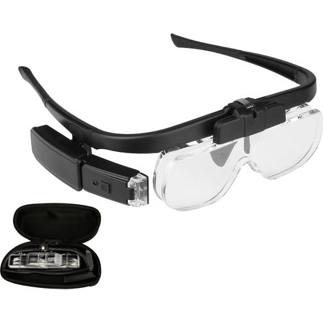 Casque grossissant 4,5X avec lumière LED, loupe de bijoux montée sur tête en verre, lentille multiple, 2 lumières pour l'artisanat, la montre, la réparation électronique, outil de loisirs (1/5)