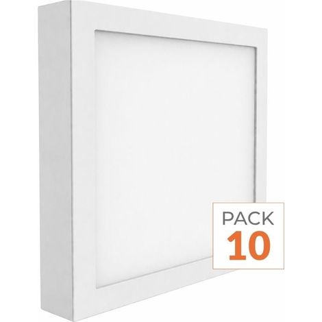 Pack de  10 - Plafonnier LED 24W 220V Carré - Blanc Froid 6000K - 8000K - SILAMP