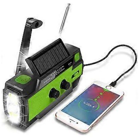 Radio d'urgence à recharge solaire, étanche IPX3, lampe torche LED, idéale pour les urgences, les voyages, le camping et la randonnée.