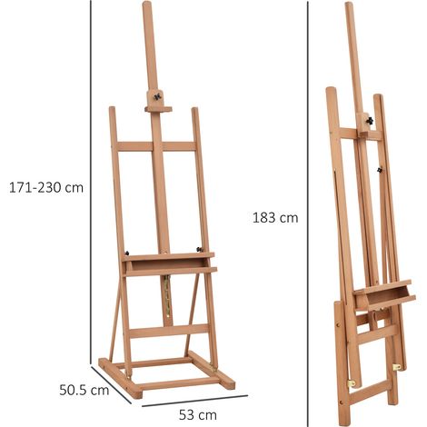 Cavalletto da studio 53x50,5x171-230 cm in faggio naturale regolabile – MEUBLIV (1/5)