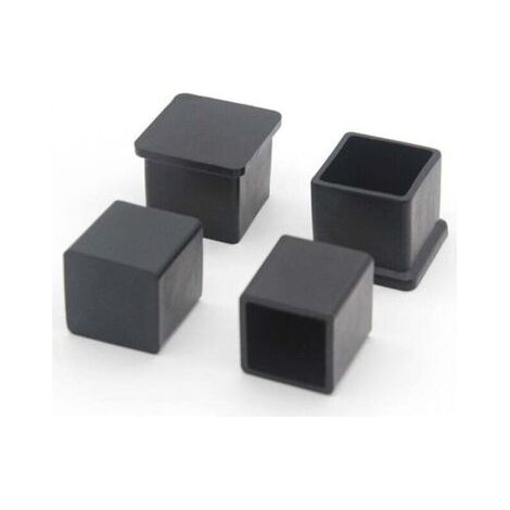 Set di 10 tappi quadrati antiscivolo in gomma per gambe di sedie per proteggere i pavimenti da mobili e tavoli, 20 x 20 mm, nero