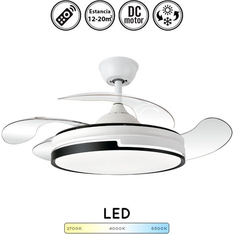 Ventilador de techo con luz silencioso DC con mando Bilake blanco/negro 107 cm invierno-verano color luz regulable (1/3)