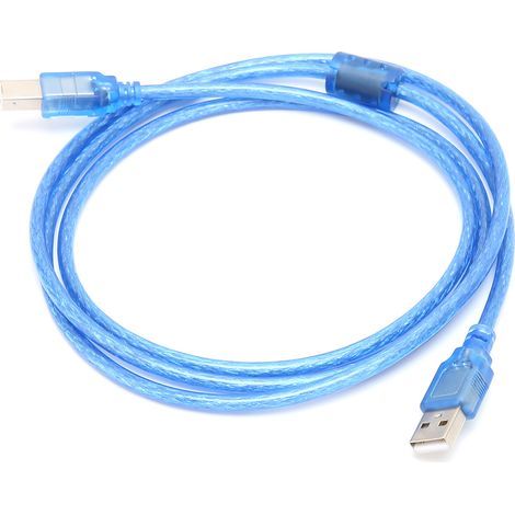 USB-Druckerkabel, USB-B-Stecker auf USB-A-Stecker, blau transparent, 1,5 Meter (1/5)