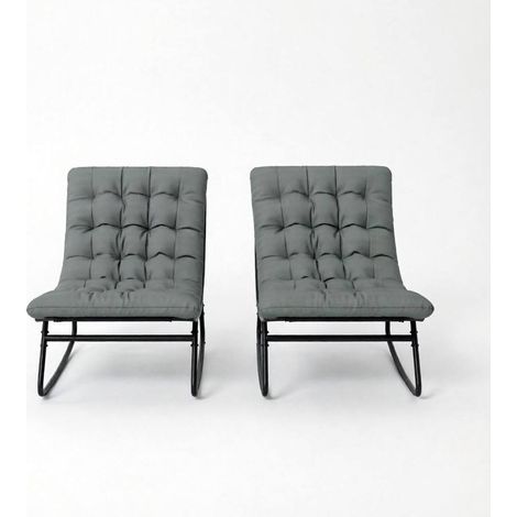 CHICFURN Set de 2 sillones mecedores de jardín 64x101x71 cm acero gris oscuro, para terraza (1/5)