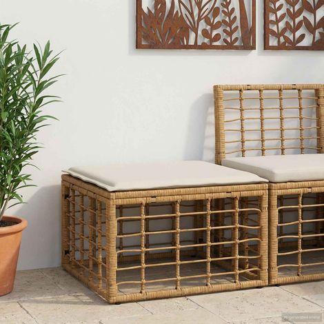 vidaXL Garden Footstool Natural Poly Rattan