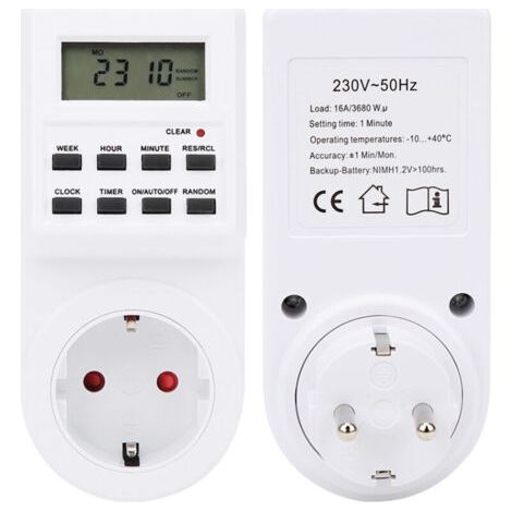 Interruttore orario elettrico con presa timer e display LCD TM03--
