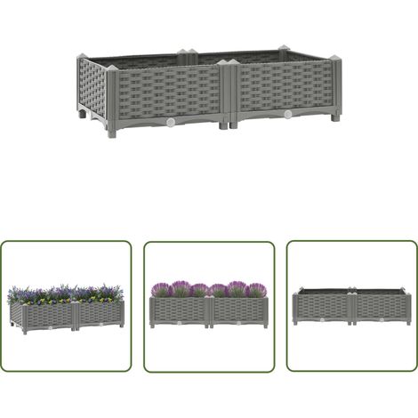 The Living Store Lit surélevé 80x40x23 cm Polypropylène - Jardin - Pots Fleuris - Bac À Fleurs - Décoration Extérieur - Plante (1/5)