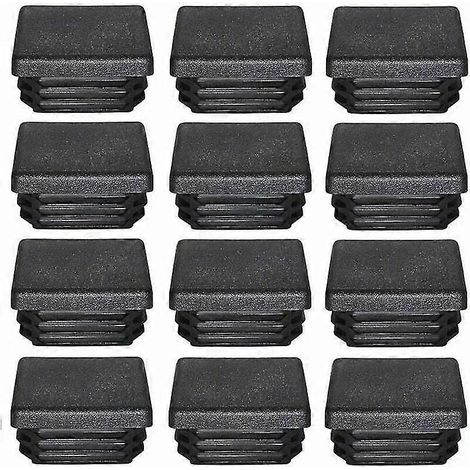Lot de 12 embouts en plastique noir 50x50mm pour pieds de meubles de trampoline tubulaires carrés (paquet de 12) (1/5)