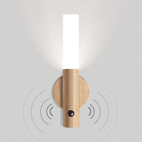 Ineasicer Luminaire LED Applique Murale en Bois Lampe Murale Détecteur de Mouvement USB Rechargeable Stailles Sans Fil Lampe de Nuit Magnétique Eclairage Blanc Chaud (1/5)