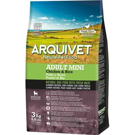 pienso para perros adultos talla mini, pollo y arroz ARQUIVET 3 kg (1/5)