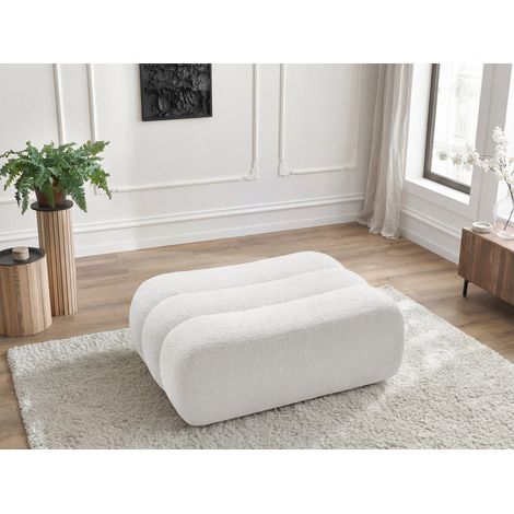 BOBOCHIC - Pouf AZRA tissu bouclette   Blanc