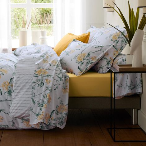 Taie d’oreiller percale de coton floral Vert 50x70 cm (1/3)