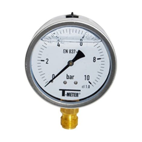 Manomètre boitier inox à bain de glycérine RADIAL Mâle 1/2" (15/21) - Ø100 - Pression 0 / 250 bar - Sferaco