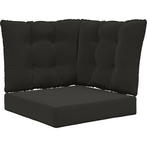 Outdoor Sofa Cushion 3 pcs Black Polyester vidaXL